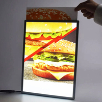 Caisson lumineux mural en verre trempé ultra fin à LED Caisson lumineux à menus sur pied
