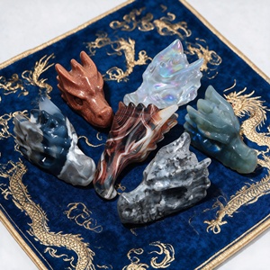 Série de statues de têtes de dragon en cristal, vente en gros, très demandées, pour l'attraction de richesse, pierre décorative sculptée, pierre brute, pierre concassée - Product Image 4