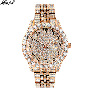 Montre à quartz haut de gamme, étanche, à grand cadran, en or, avec diamants, style hip-hop, best-seller - Product Image 5