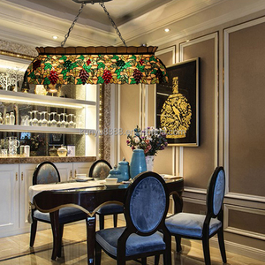 Lámpara de Araña Rectangular de 48 Pulgadas con Diseño de Uvas, Hecha a Mano con Vidrio Teñido, para Comedor, Bar, Hotel, Iluminación y Decoración, Tamaños Medianos - Product Image 4