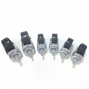 Ruedas giratorias de PP blanco de 1-3 pulgadas con vástago roscado y freno, ruedas de acero inoxidable y caucho para carros de muebles - Product Image 3