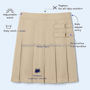 Meisjesschool Skort In Kaki Of Marineblauwe Meisjes Geplooide Rok Skort Rok Meisjes Verstelbare Taille Geplooide Aan De Voorkant - Product Image 5