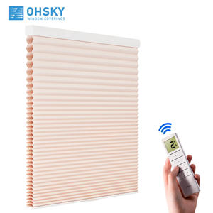 Rideaux aveugles électriques intelligents en nid d'abeille Conception de tissu à rouleaux intégrés pour tissu uni à <span class=keywords><strong>motif</strong></span> de fenêtre française - Product Image 2