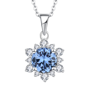 CZ anello collana color <span class=keywords><strong>acquamarina</strong></span> classica <span class=keywords><strong>orecchini</strong></span> a fiori 925 argento lussuoso zircone da donna fidanzamento puro argento set di gioielli - Product Image 3