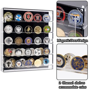 Hiện đại Acrylic quân xu chủ hiển thị trường hợp có thể tháo rời Kệ từ cửa đánh bóng bề mặt cho thách thức đồng xu hiển thị - Product Image 2