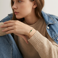Bracelet ZG minimaliste à trois barres de baguettes en CZ, bracelet géométrique coloré plaqué or, à porter au quotidien
