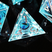 Jeu de dés MINI PLANET DND Blue Dragon Eye Liquid Core Dice RPG Donjons & Dragons Vente en gros de dés en résine polyédrique personnalisés faits à la main