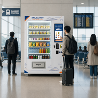 Distributeur automatique de gare ferroviaire, 60 sélections, écran tactile 21 pouces, snacks, boissons, sandwichs, réfrigérés