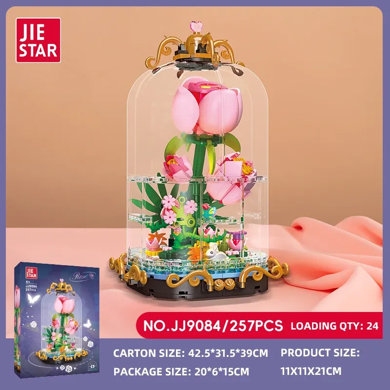 Jie Star JJ9084-9087 Flower Bouquet Building Set - Creative