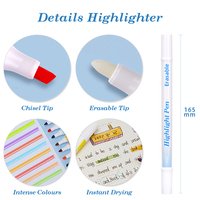 Surligneur liquide effaçable en vrac en gros personnalisé avec paillettes deux faces marqueurs à double extrémité stylos à encre gel ensemble avec logo pour l'école
