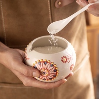 Pot à épices en céramique créatif, mignon et minimaliste, résistant à l'humidité, avec couvercle et cuillère, pour la maison et la cuisine