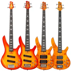 OEM New Arrivals Maple Flamed &Basswood Body bass guitar manufacturers DIY kit High Grade guitare active electric bass guitar