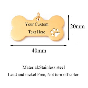 Plaque d'identification personnalisée pour animaux de compagnie en os gravé et patte creuse, pendentif d'identification en acier inoxydable pour chien et chat, étiquette de collier personnalisée avec nom et adresse, vente en gros - Product Image 3