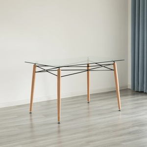 Échantillon gratuit de chaises, meubles ronds en verre et en bois, <span class=keywords><strong>table</strong></span> de salle à manger en <span class=keywords><strong>plexiglas</strong></span> moderne - Product Image 4