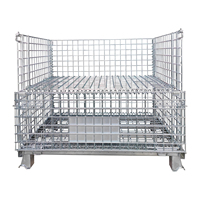 Conteneur industriel pliable d'occasion pour entrepôt, bac de stockage en fil métallique pliable, cage de sécurité pour chariot élévateur, palette avec séparateur