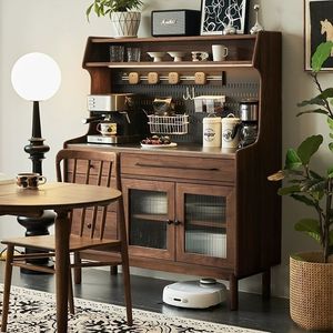 Nordic Walnut <b>Sideboard</b> Solid Wood Coffee Tea Cabinet <b>Storage</b> Living Room Cabinet - Product Image 4