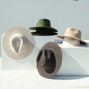<span class=keywords><strong>Chapeau</strong></span> Fedora unisexe personnalisé à large bord en feutre de laine, style Panama, avec ruban uni, pour l'extérieur, décontracté ou pour les fêtes - Product Image 5
