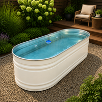 Baignoire ovale galvanisée de 6 pieds, grande cuve métallique pour bain froid, spa et utilisation en extérieur