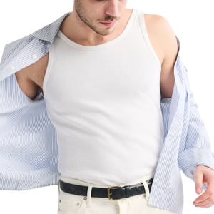 Camiseta sin Mangas de Algodón Puro de Color Sólido para Hombre, Puede Usarse como Capa Base - Product Image 1