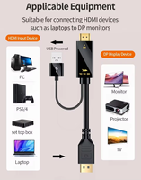 Cable Adaptador Convertidor USB HDTV Macho a DisplayPort Hembra 4k 60hz, HD a DP 4k con Alimentación USB para PC, Laptop, Proyector HD