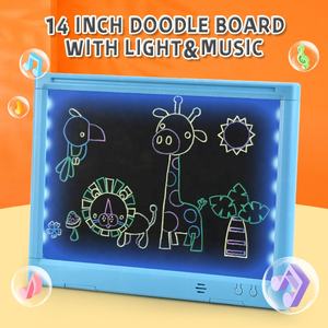 Samtoy 14 นิ้วแท็บเล็ตการเขียนที่มีสีสันแบบลบได้ Doodle กราฟฟิตีกระดานแสงเด็ก LED กระดานวาดภาพพร้อมเพลงเบา - Product Image 2