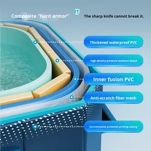 <span class=keywords><strong>Piscina</strong></span> Infantil Inflable Plegable de PVC+Lámina con Esquinas Redondeadas Rectangulares para Uso Familiar al Aire Libre - Product Image 3