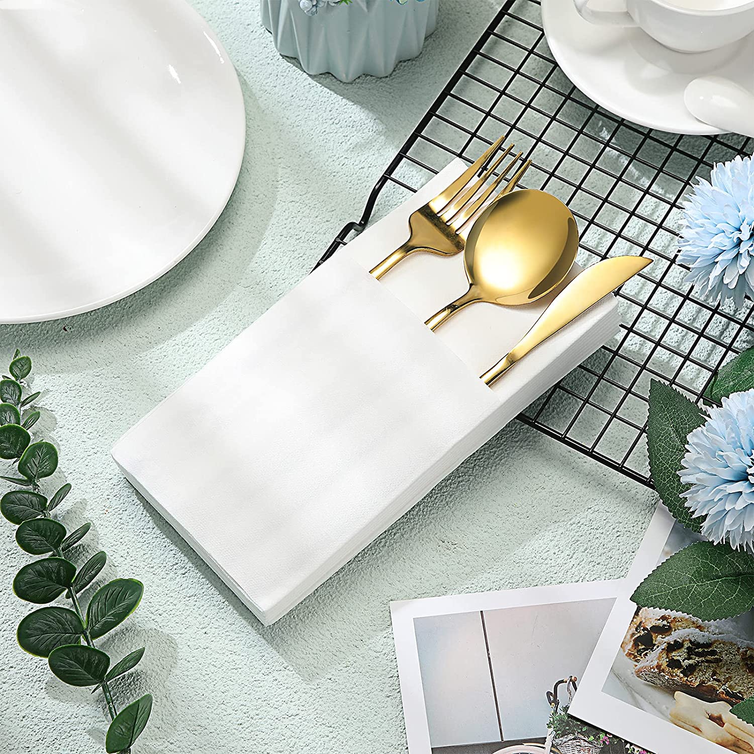 Folded Cutlery Pocket Serviettes Paper Tissue Table Napkins for Dinner Party Wedding Decoration