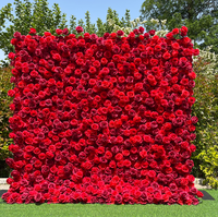 W1003 Panneau mural 3D en fleurs artificielles de roses en soie faites à la main, réalistes, 8x8 pieds, pour mariage, Noël, Saint-Valentin, Pâques