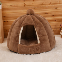 Neues Geschlossenes Katzenbett mit Solidem Muster, Nachhaltig, mit Kartonverpackung, Warmes Komfortables Rundes Haustierbett für Alle Jahreszeiten