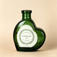 Botol Kaca Bentuk Hati 250ml, Laris Manis, Custom, dengan Tutup Kayu, Warna Hijau Vintage, Botol Pesan, Souvenir Pernikahan, Wadah Hadiah Natal