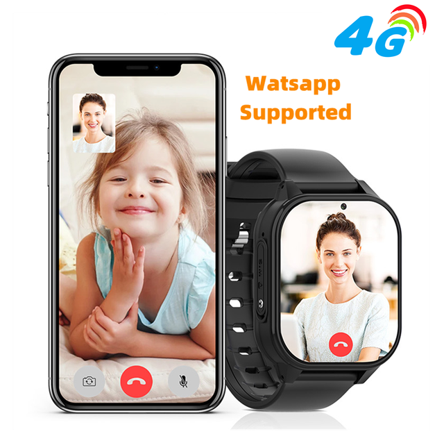D1 Square Shape 4g Kids Smart Watch With Sim Card Android Watch GPS+LBS+WIFI Position Long Standby Time 1+8g Memory