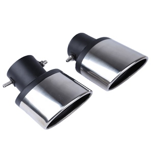 JDMotorsport88 2 pezzi universale Auto Carven posteriore in acciaio inox cromato con terminale di scarico nero - Product Image 1