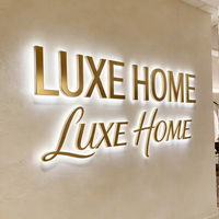 Letrero LED Personalizado con Logotipo 3D para Empresas, Letrero Luminoso con Retroiluminación LED, Letrero Iluminado de Acrílico y Metal Dorado