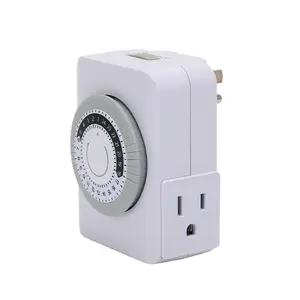 24 Hours Mechanical Timer Heavy Duty Indoor Plug-in Mechanical Timer with 3 pin Grounded & Polarized Outlets for Seasonal using