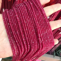 HUI RUI Rubis naturel 2mm 3mm 4mm perles de pierres précieuses en vrac à facettes rondes perles de rubis pour la fabrication de bijoux