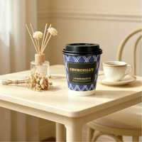 Gobelet en carton à double paroi pour café chaud, entièrement noir, écologique, recyclable, avec couvercle en PP, personnalisable avec logo, fourni par l'usine