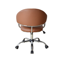 Tabouret réglable en cuir souple marron pour salon de coiffure avec roue