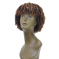 Nouveautés Perruque courte coupe pixie en fibres synthétiques de haute qualité, fabriquée à la machine, style afro torsadé naturel, fausses locks au crochet