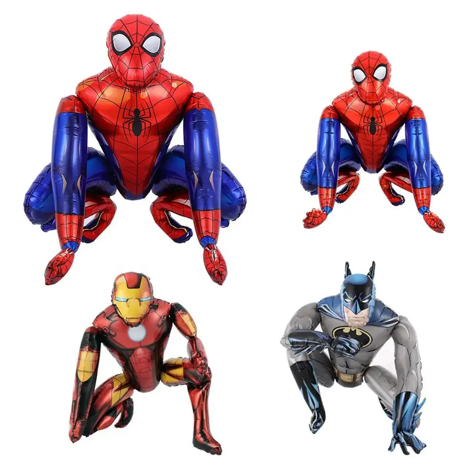 Presentes das crianças Superhero Spiderman 3D Stand Balão Selfstand 3D Grandes figuras dos desenhos animados Foil Balões para feliz aniversário