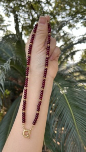 Collar de Cuentas de Ágata Roja con Colgante Espaciador Chapado en Oro de 18K, Hecho a Mano, con Piedras Naturales, Regalo para Mujer - Product Image 4