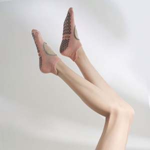 ODM Custom Designed Non-Slip <b>Grip</b> Pilates Knitted <b>Socks</b> with Digital Printed Embroidered Logo Ankle - Product Image 5