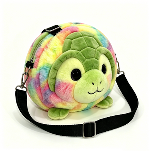 Bolso de Hombro de Felpa con Cara de Tortuga 3D Personalizado, Lindo Bolso Cruzado con Relleno de Algodón PP, Temática de Tortuga Marina, para Halloween, Unisex - Product Image 1