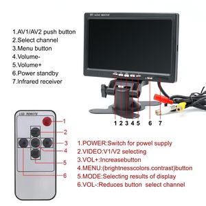 Véhicule utilitaire TV de voiture de 7 pouces avec écran LCD inversé à l'arrière, moniteur audio et vidéo de voiture de remorque de boîte de camion de voiture - Product Image 6