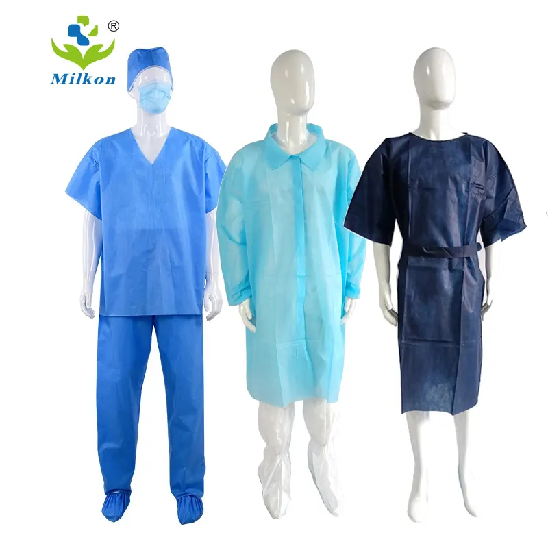 מעיל מעבדה חליפות קרצוף חד פעמיות שמלת כימותרפיה לרופאים ואחיות בגדי בית חולים ללא שרוולים שמלת חולה