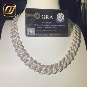 VVS Moissanite Diamond Pass Diamond Tester Hip Hop Jewelry Sterling Silver 925 Hip Hop 18MM <b>Iced</b> <b>Out</b> Cuban Link <b>Chain</b> Necklace - Product Image 1