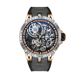 Custom Logo Sapphire Brand Tourbillon Gift Leather Strap Wristwatches Manufacturer Luxury Mechanical Watches For Men