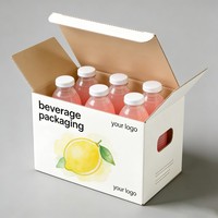 Boîte en papier biodégradable pour soda et eau gazeuse, flexographie, 6/8 packs de bouteilles de jus, boîte en papier avec logo personnalisé, boîte cadeau écologique