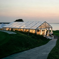 Tente Chapiteau Premium en Aluminium 6m-50m de Portée, Personnalisable, avec Parois en PVC Transparent Imperméable pour Mariages, Expositions, Entrepôts