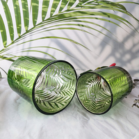 Bougeoirs en verre à gravure laser 20oz feuille de palmier vert résistant à la chaleur