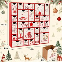 Calendrier de l'Avent en Bois Rouge 2025 Réutilisable 30 cm 25 Tiroirs de Rangement Taille et Couleur Personnalisables Calendrier de Compte à Rebours de Noël pour